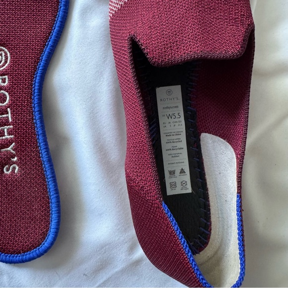 Rothy’s The Loafer Burgundy Garnet Reflective Stripe Flat Shoes - Picture 6 of 7